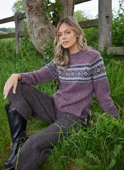 Fisherman Donegal Fairisle Chest Crew 